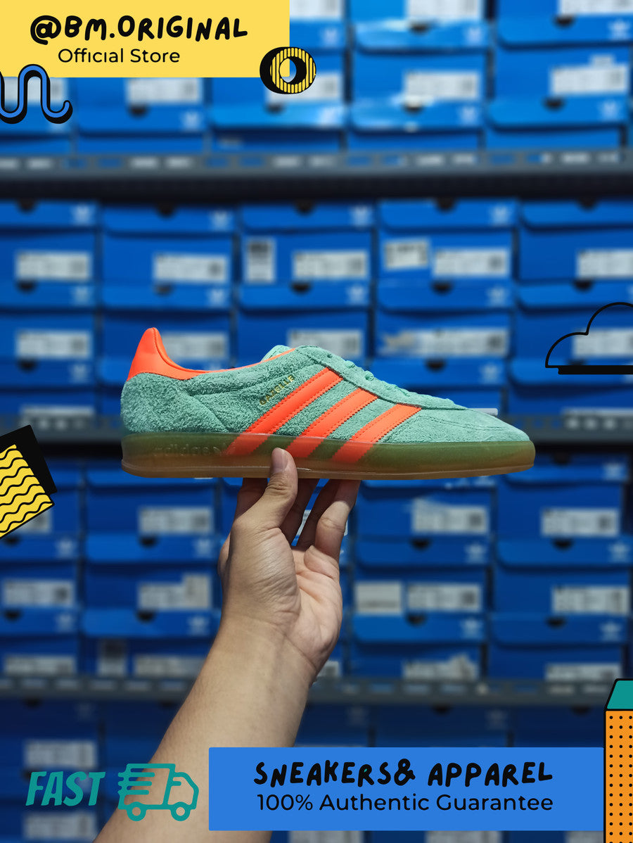 Adidas Gazelle Indoor Pulse Mint Solar Orange GUM HQ8714 – BM STORE  ORIGINAL FOOTWEAR