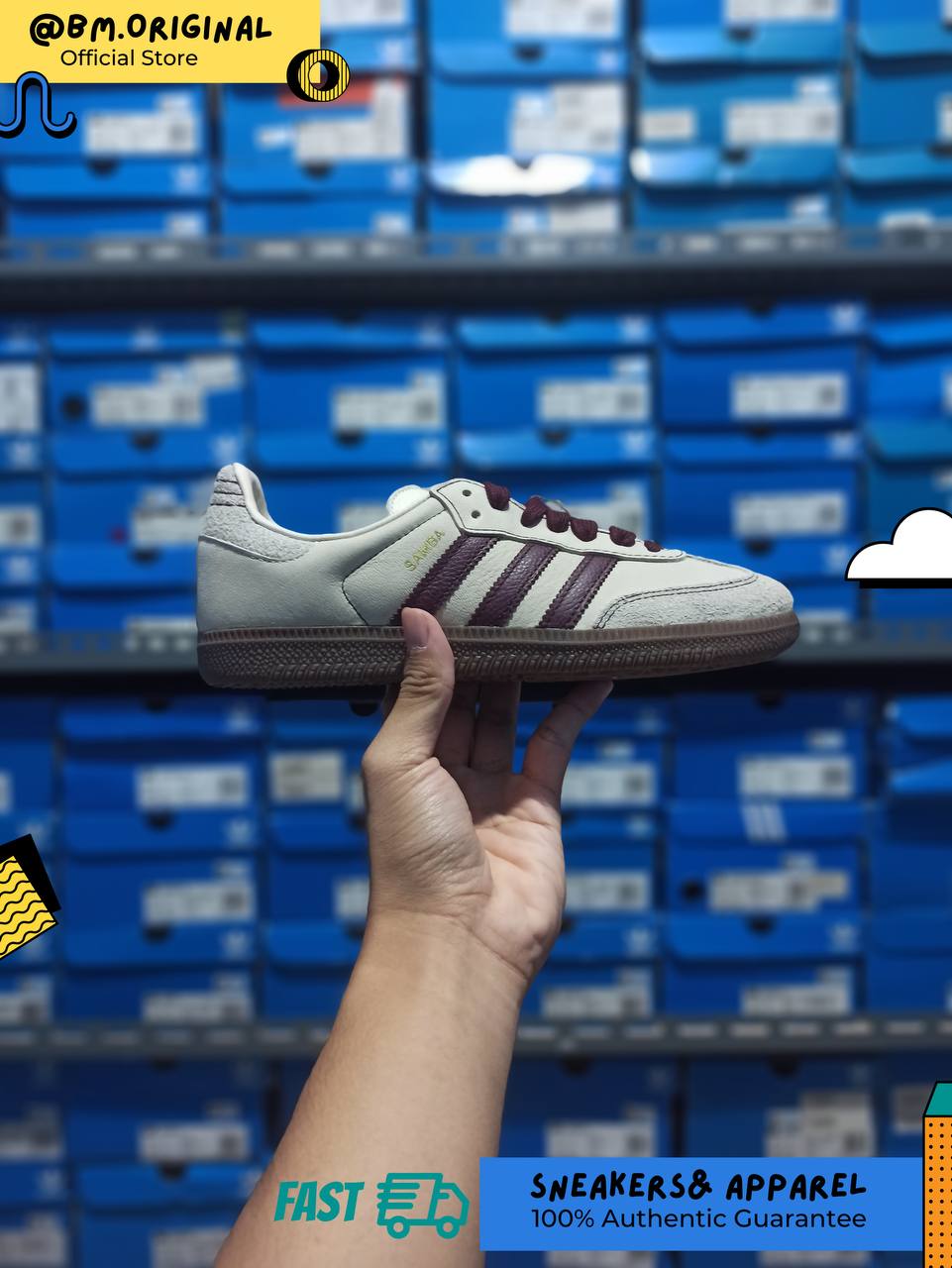 Adidas Samba OG Wonder White Maroon Putty Grey IG1987 – BM STORE