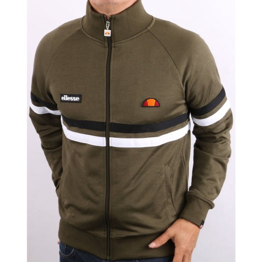 ELLESSE RIMINI TRACK TOP KHAKI BLACK WHITE 80s Casual ORIGINAL
