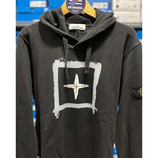 Stone Island Stencil Printed Black Hooded ORIGINAL 741565894