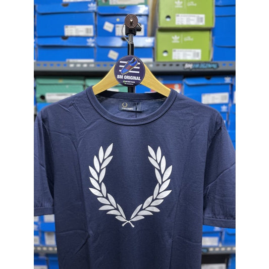 Fred Perry Taped Laurel Ringer Tee Blue ORIGINAL M1532