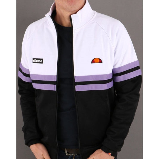 ELLESSE RIMINI TRACK TOP BLACK WHITE LILAC 80s Casual ORIGINAL