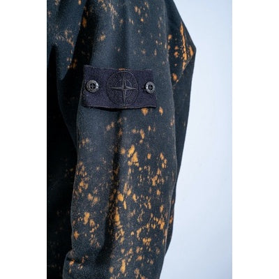 STONE ISLAND COTTON FLEECE HOODED SWEATER Off-Dye Black ORIGINAL