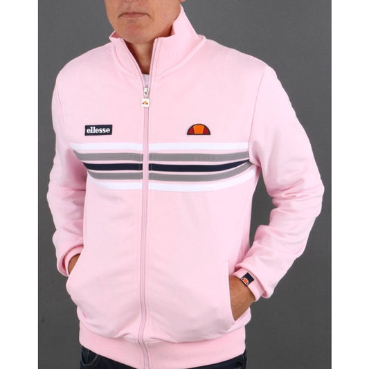 ELLESSE 5 STRIPE TRACK TOP PINK 80s Casual ORIGINAL