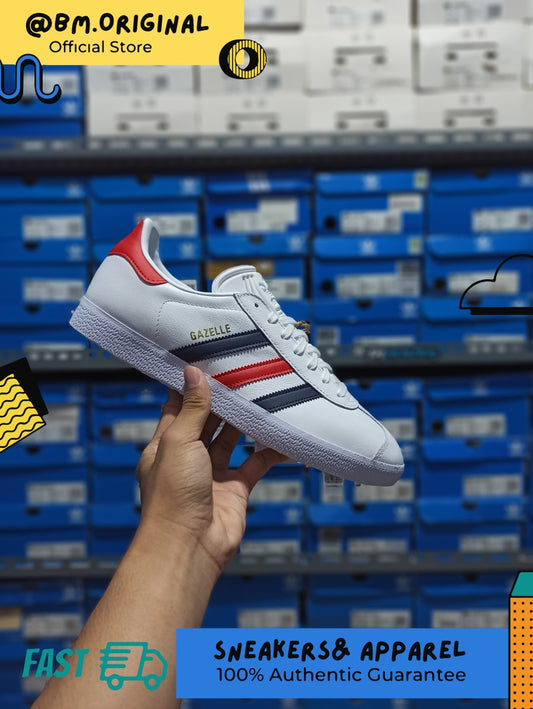 Adidas Gazelle White Leather Navy Red Exclusive ORIGINAL