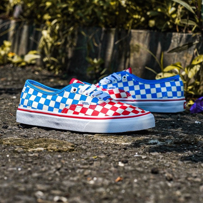Blue Red Checkered Vans Vans Authentic Red Blue And Yellow