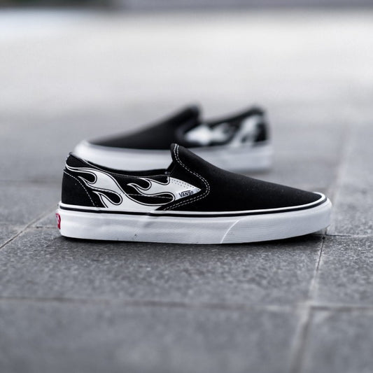 Vans Slip On Flame Black White