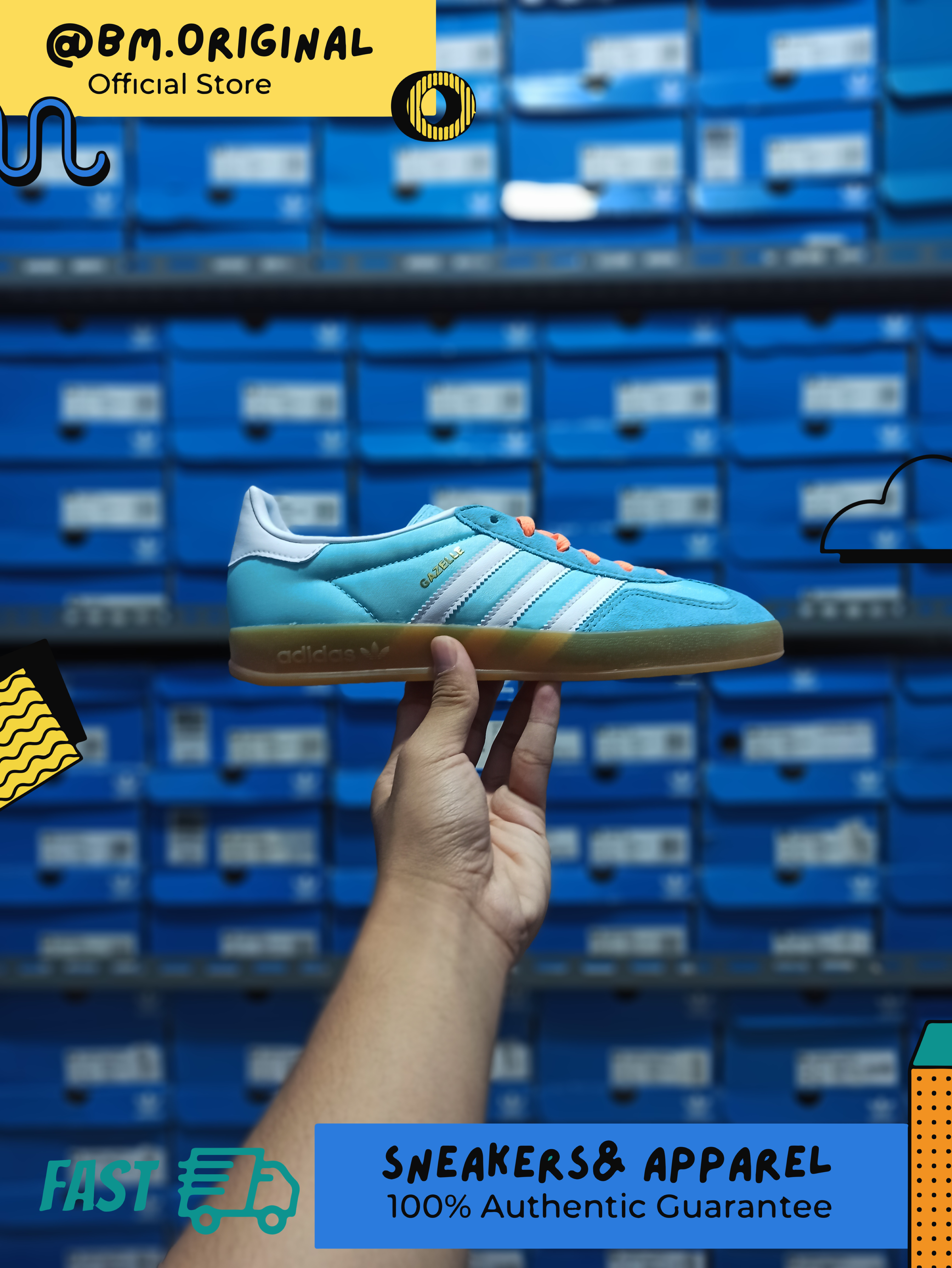 Adidas Gazelle Indoor Preloved Blue White Gum HQ9017 – BM STORE ORIGINAL  FOOTWEAR