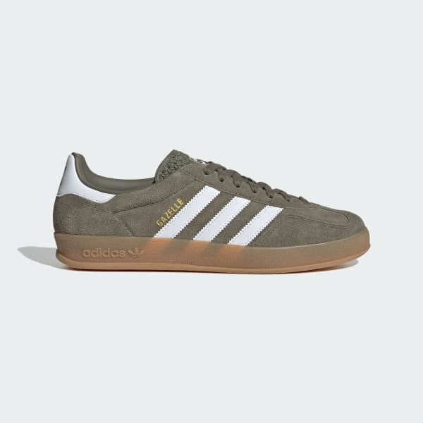 Adidas Gazelle Indoor Olive Strata Cloud White Gold Metallic JQ0174