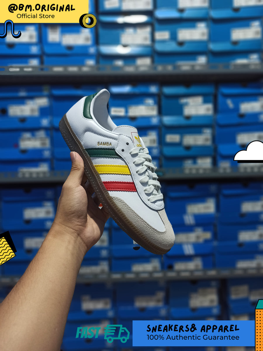 Adidas Samba OG Rasta Cloud White Yellow Collegiate Green IH3118  BM STORE  ORIGINAL FOOTWEAR