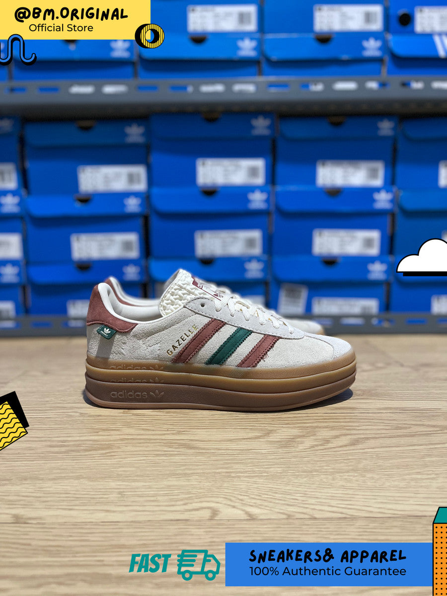 Adidas Gazelle Bold Cream White Wild Sepia Collegiate Green IG3685