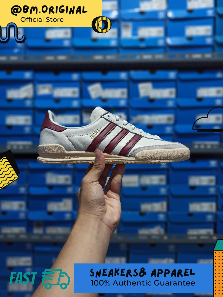 Adidas Jeans Chalk White Sand Strand Collegiate Burgundy GY7437 – BM ...
