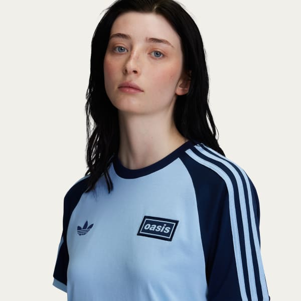 Adidas x Oasis Tour 3-Stripes T-shirt Clear Sky Night Indigo KT3447