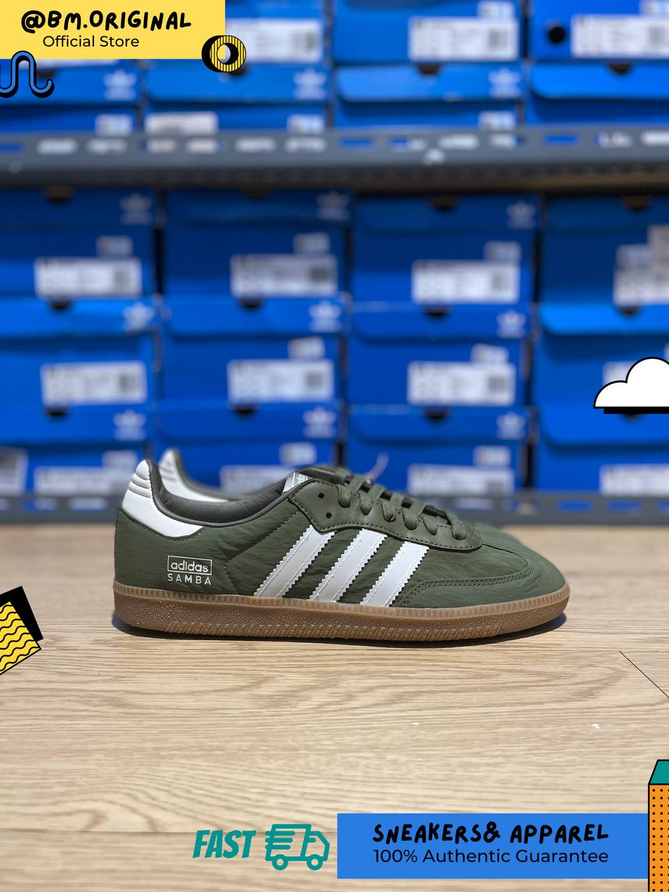 Adidas Samba OG Focus Olive Wonder White IE3440 – BM STORE ORIGINAL FOOTWEAR