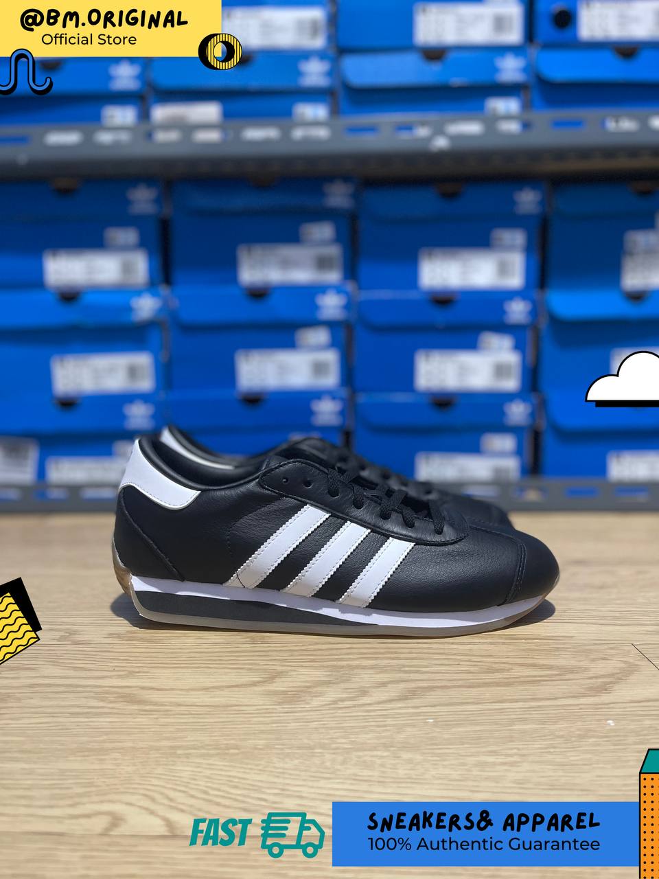 Adidas Country II Core Black Cloud White Carbon ID6600