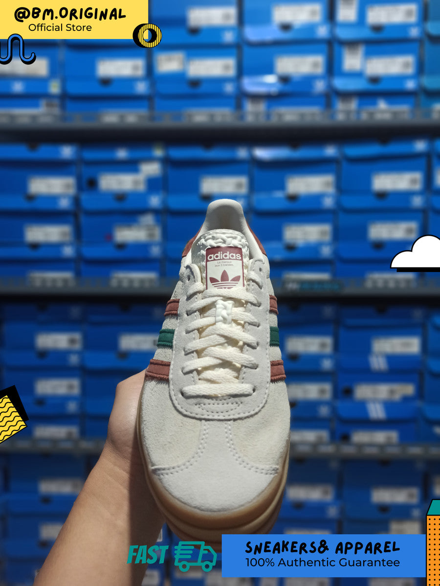 Adidas Gazelle Bold Cream White Wild Sepia Collegiate Green IG3685