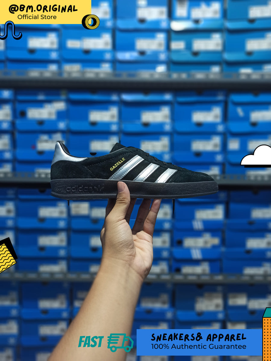 Adidas Gazelle Indoor Core Black Matte Silver Grey Two ID0988