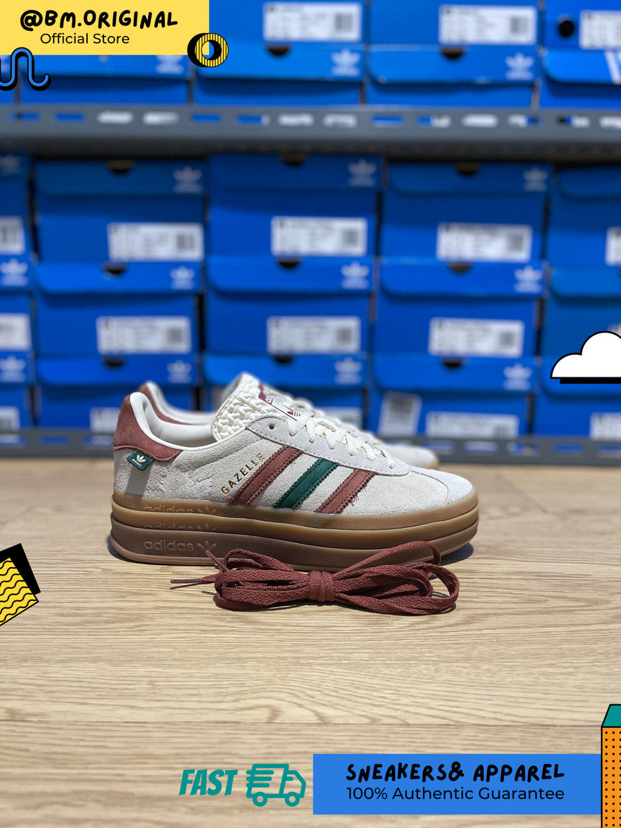 Adidas Gazelle Bold Cream White Wild Sepia Collegiate Green IG3685