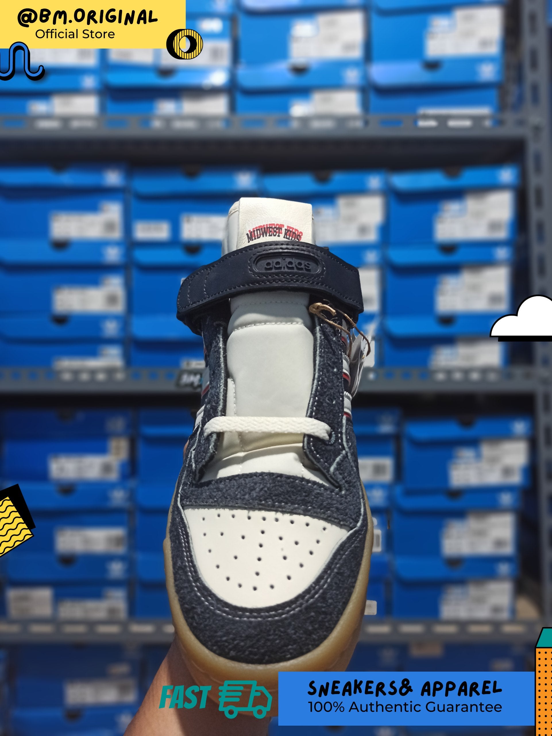 ADIDAS X MIDWEST KIDS FORUM 84 LOWBLACK WHITE ORIGINAL GW0035