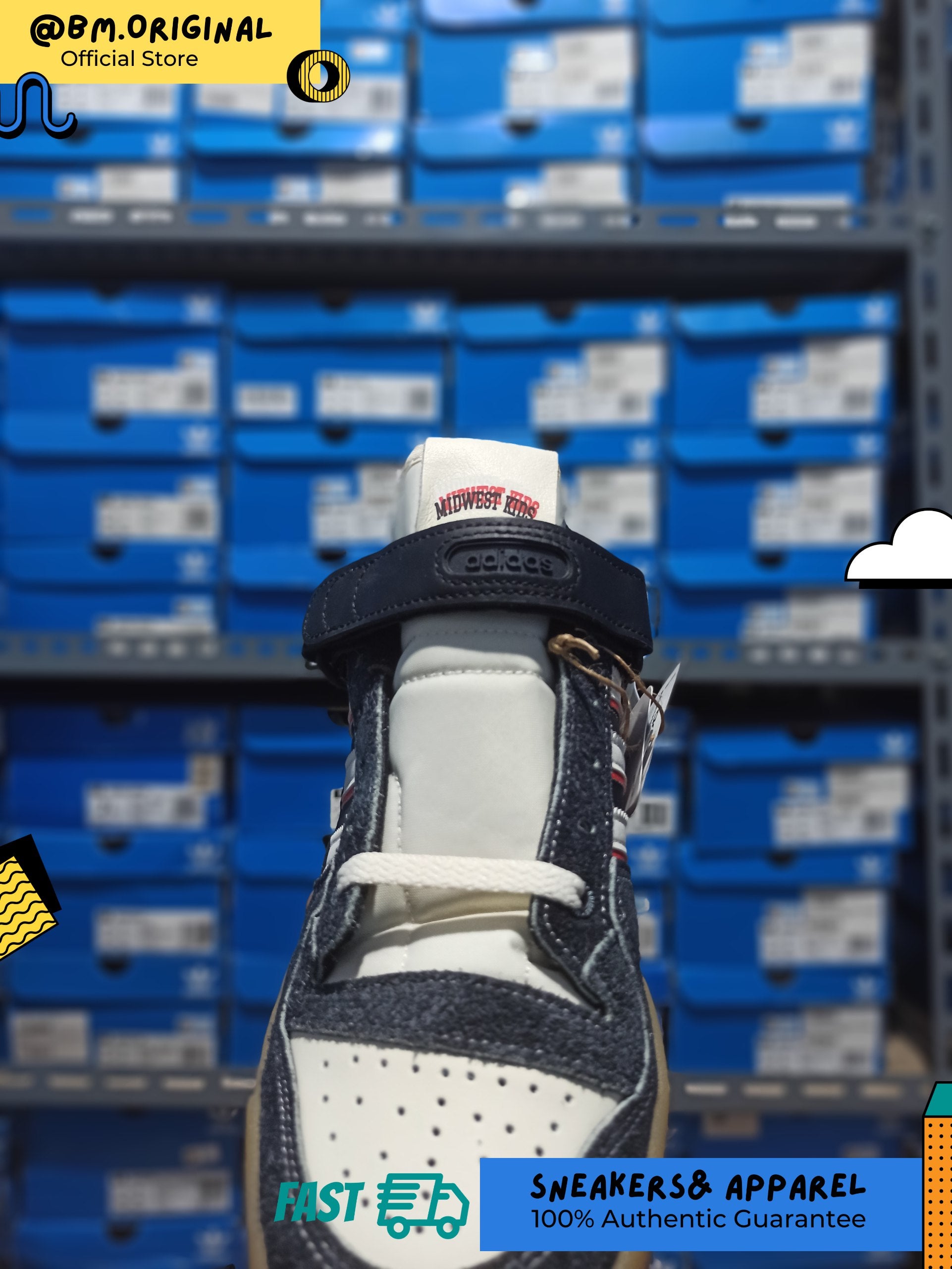 ADIDAS X MIDWEST KIDS FORUM 84 LOWBLACK WHITE ORIGINAL GW0035