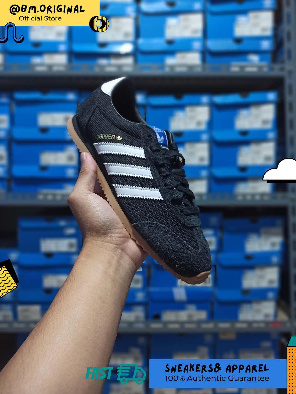 Adidas 1609ER RS Core Black Cloud White Gold Metallic KI9855 