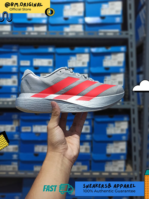 Adidas ADIZERO EVO SL Silver Metallic Lucid Red Iron Metallic KI3383 KI3381
