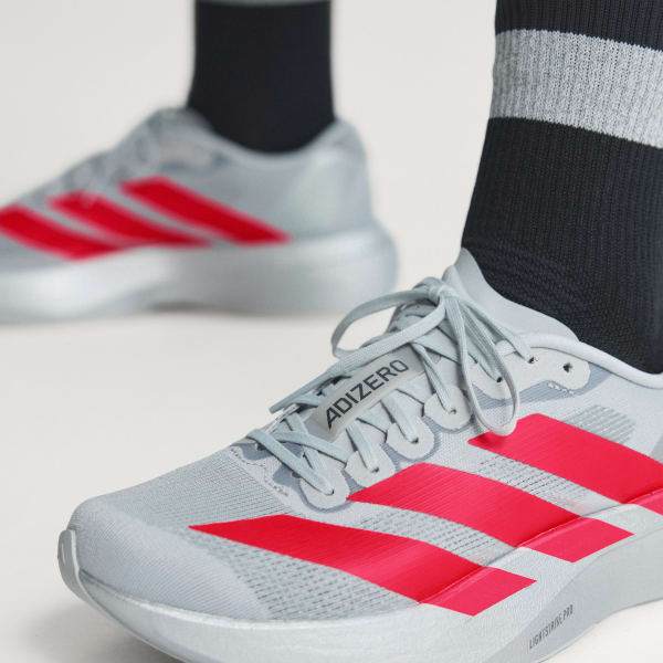 Adidas ADIZERO EVO SL Silver Metallic Lucid Red Iron Metallic KI3383 KI3381