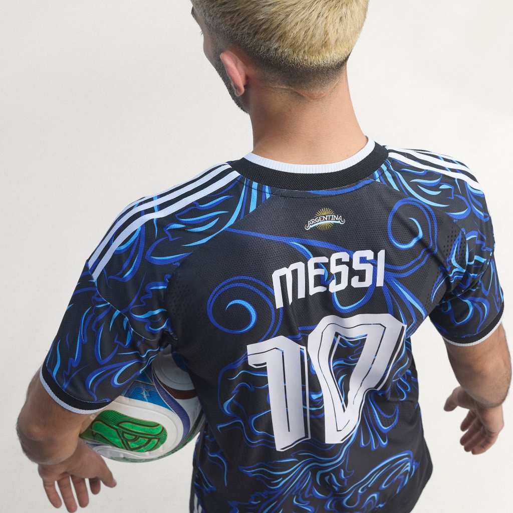 Adidas Argentina 26 AWAY Jersey Authentic Messi Black Lucid Blue Blue Burst KH3935