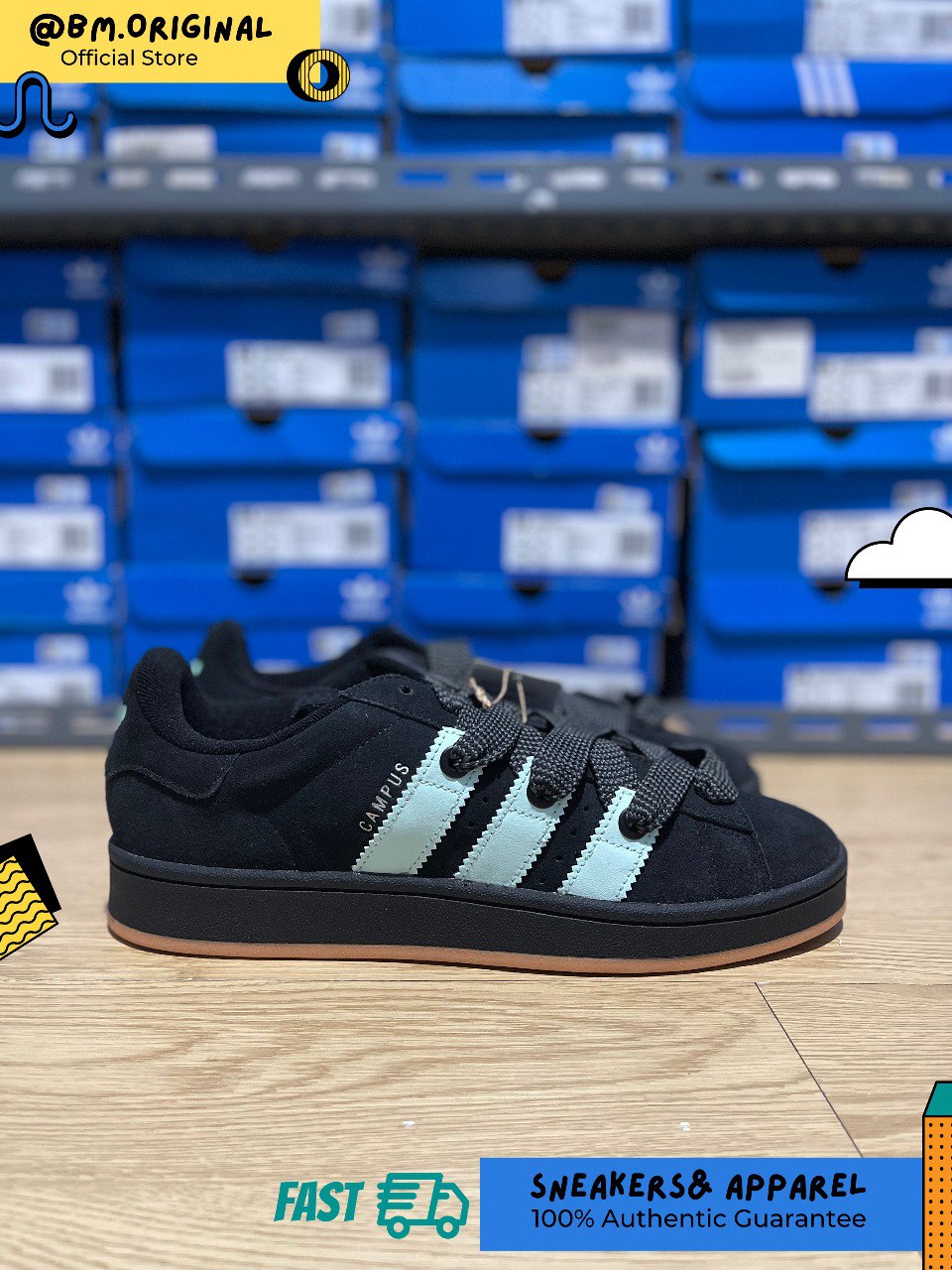 Adidas Campus 00s Core Black Core Black Gum IH7503