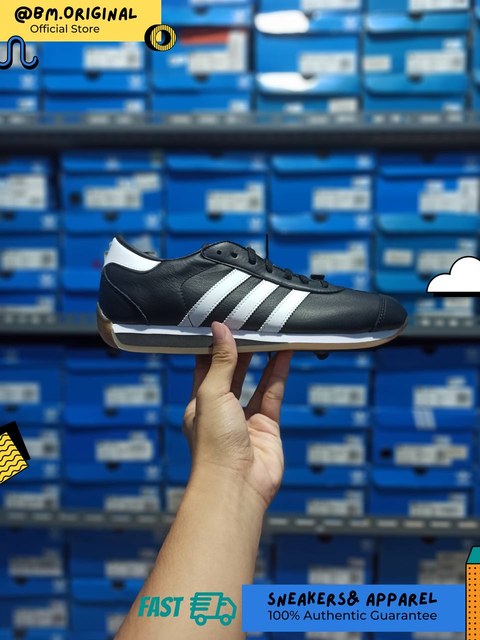 Adidas Country II Core Black Cloud White Carbon ID6600