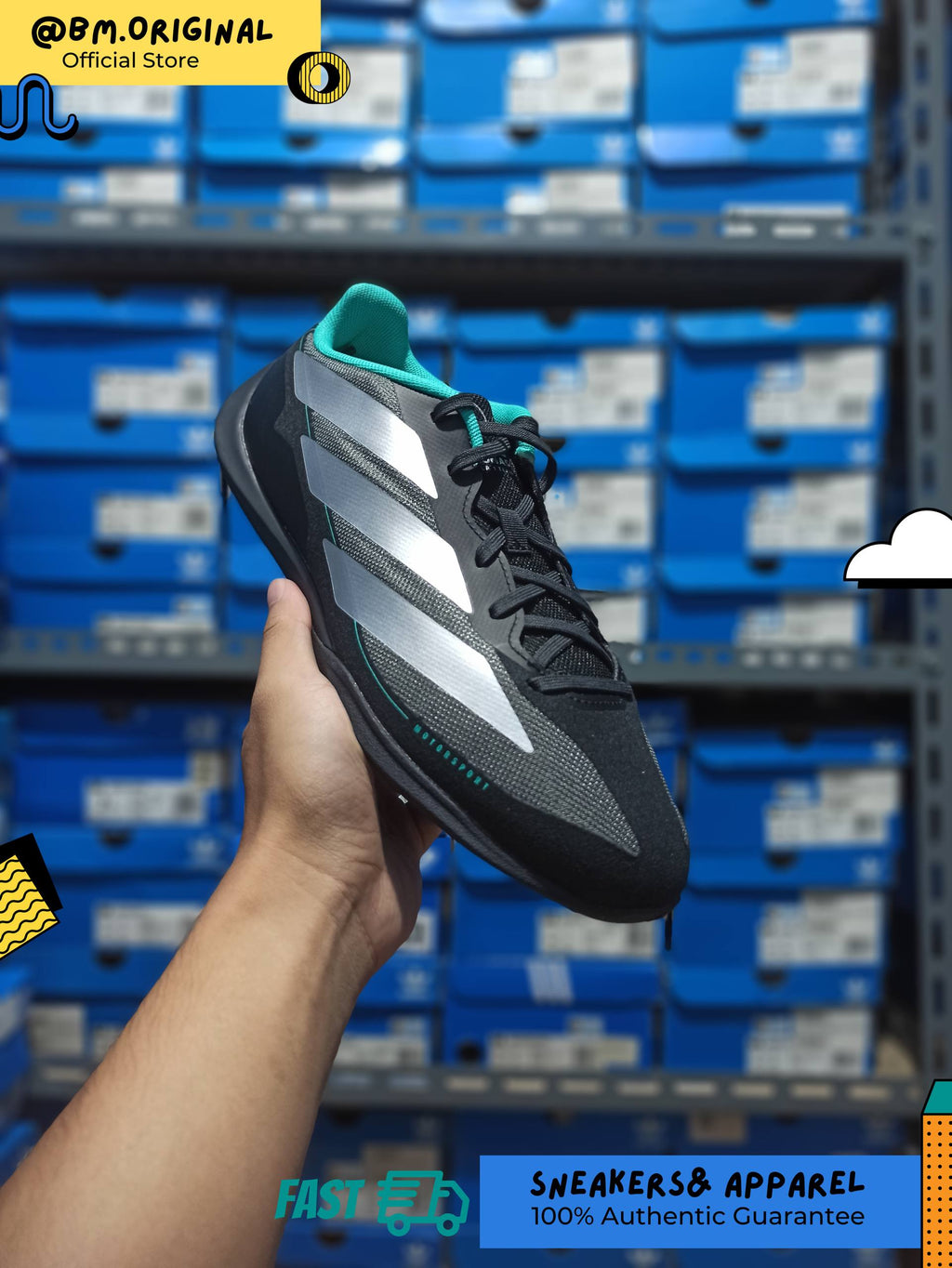 Adidas Feroza Base Tim F1 Mercedes AMG Petronas Core Black Silver Metallic Semi Mint Rush KJ6177