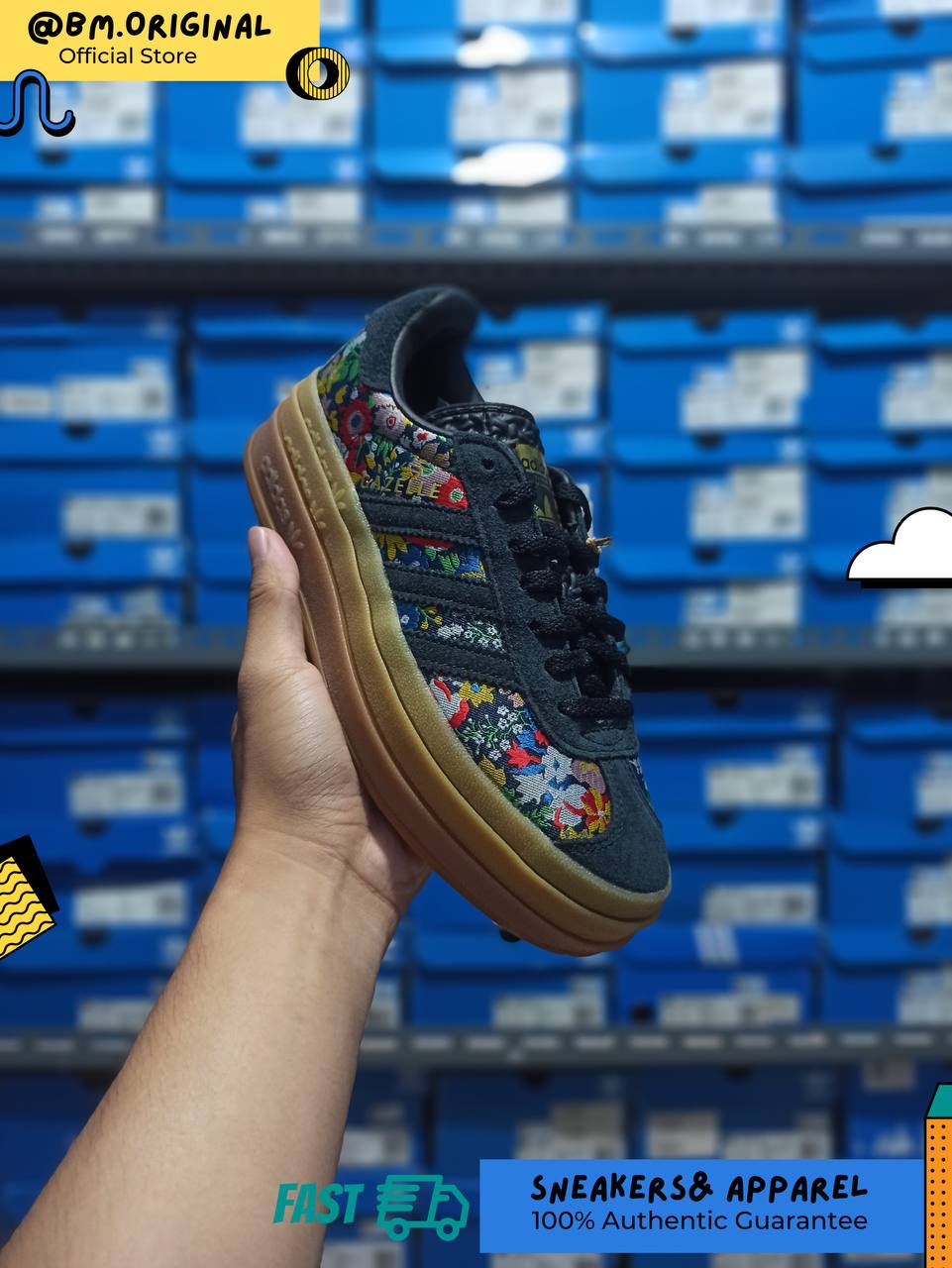 Adidas Gazelle Bold x Liberty London Core Black Supplier Colour Gold Metallic JI2572