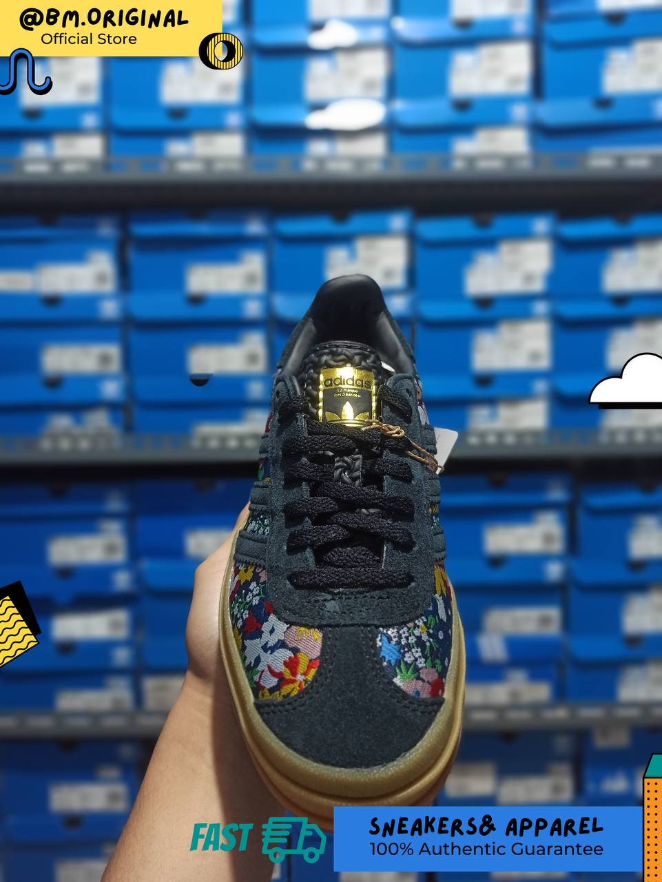 Adidas Gazelle Bold x Liberty London Core Black Supplier Colour Gold Metallic JI2572