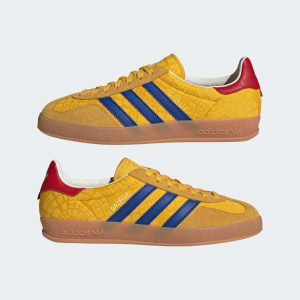 Adidas Gazelle Indoor Bold Gold Power Blue Team Collegiate Red IH9648
