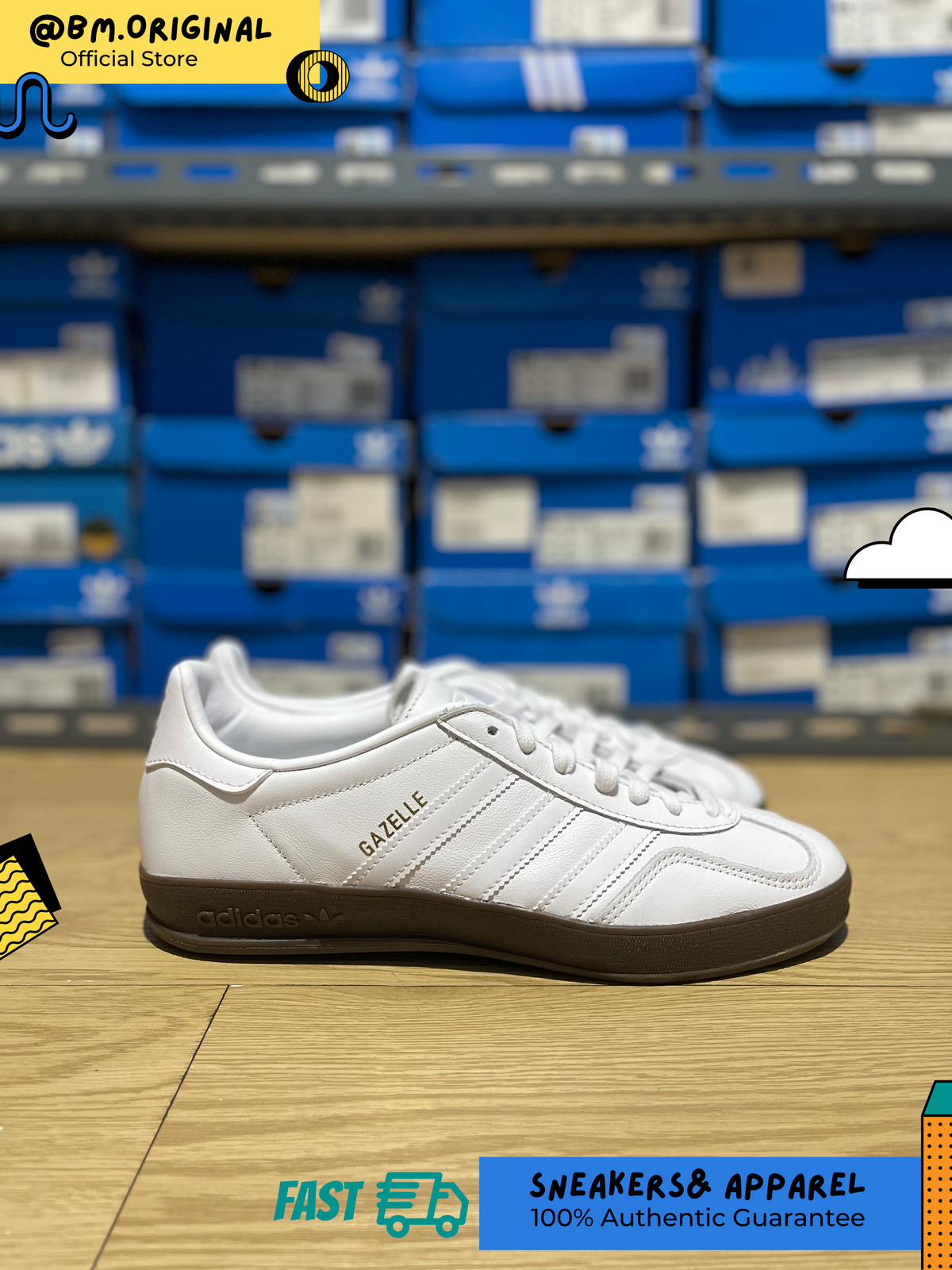 Adidas Gazelle Indoor Cloud White Grey One JQ8380