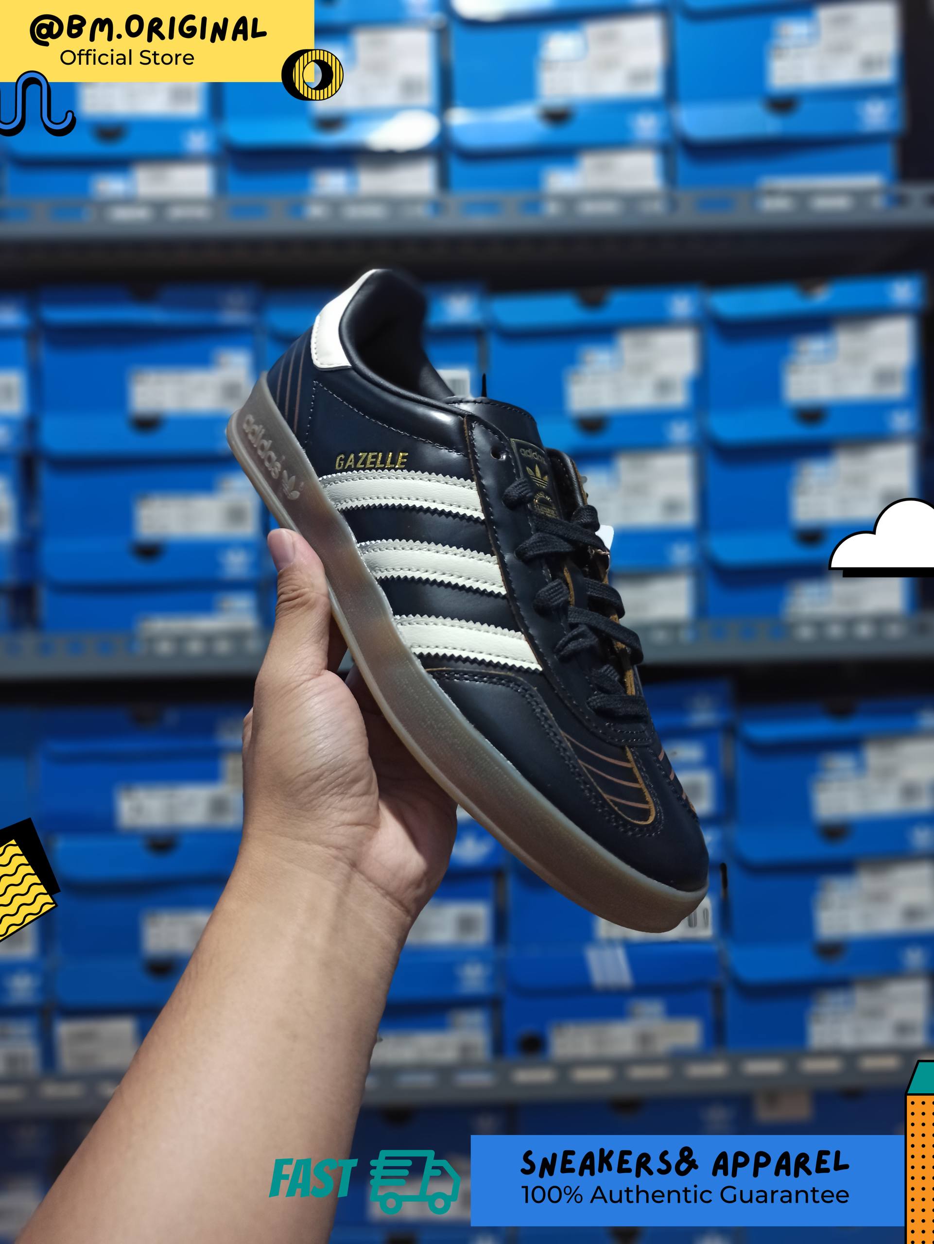 Adidas Gazelle Indoor Core Black Crew White Gum IH9679