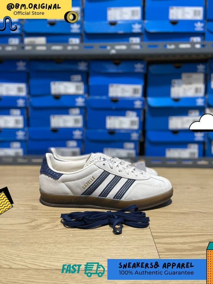 Adidas Gazelle Indoor Core White Dark Blue Gum JR3381