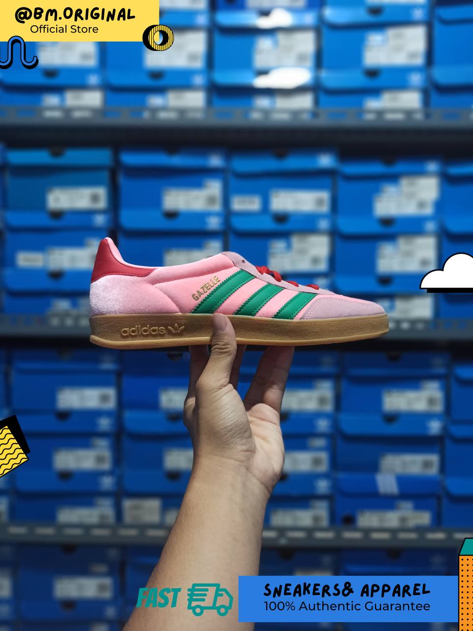Adidas Gazelle Indoor Court Green Glow Pink Gum JI2713
