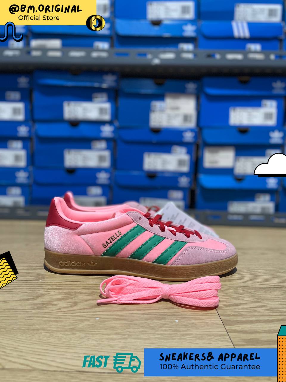 Adidas Gazelle Indoor Court Green Glow Pink Gum JI2713