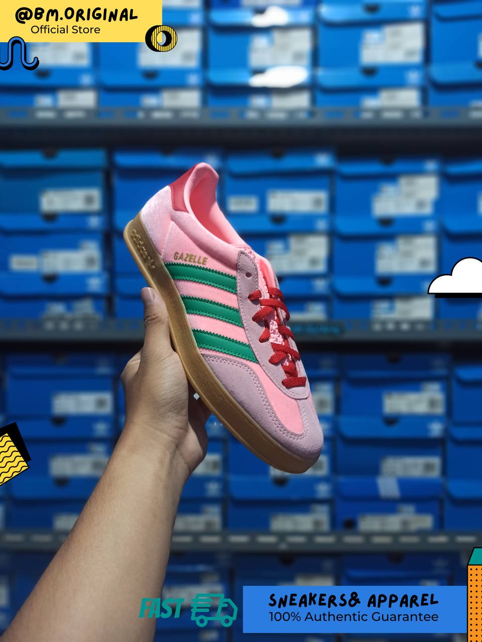 Adidas Gazelle Indoor Court Green Glow Pink Gum JI2713