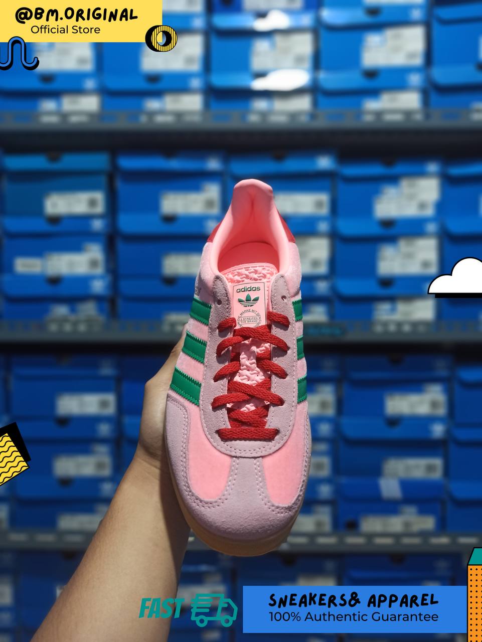 Adidas Gazelle Indoor Court Green Glow Pink Gum JI2713