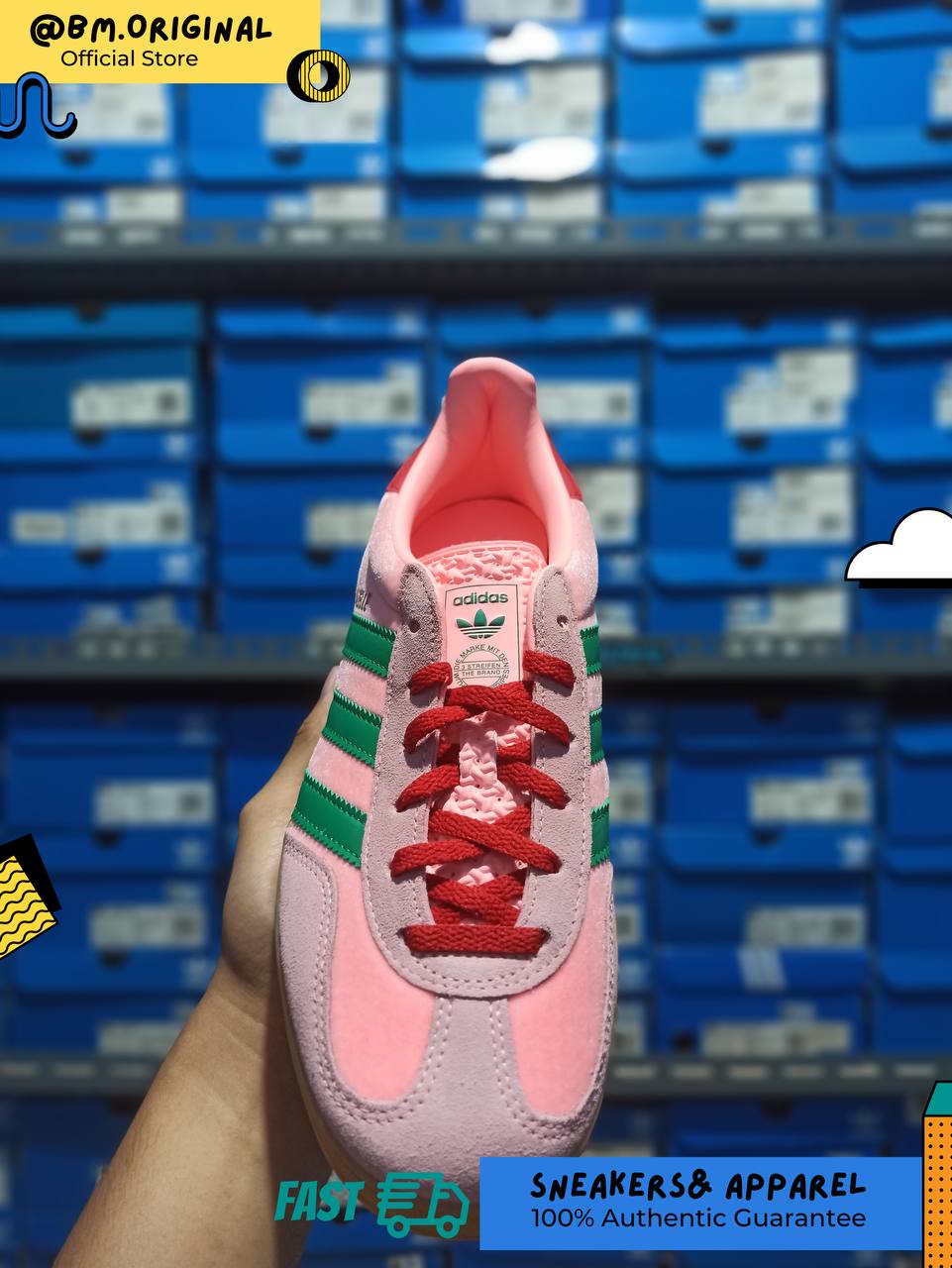 Adidas Gazelle Indoor Court Green Glow Pink Gum JI2713