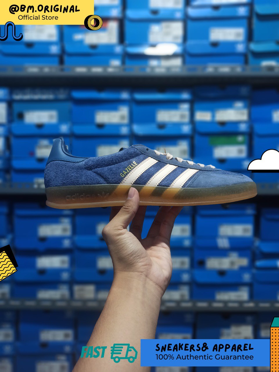 Adidas Gazelle Indoor Dark Blue Bliss Orange Preloved Ink JI0322