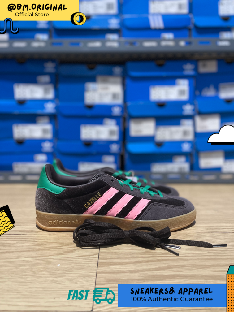Adidas Gazelle Indoor Dark Brown Glow Pink Court Green JI2714