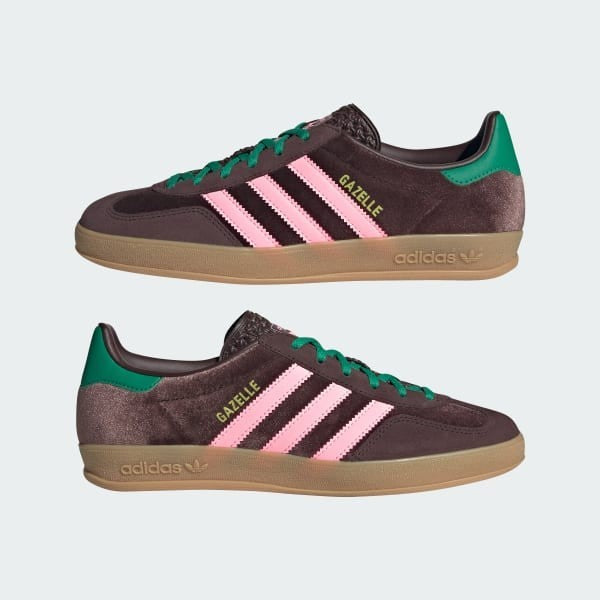 Adidas Gazelle Indoor Dark Brown Glow Pink Court Green JI2714