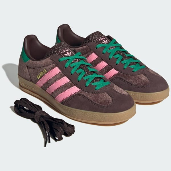 Adidas Gazelle Indoor Dark Brown Glow Pink Court Green JI2714