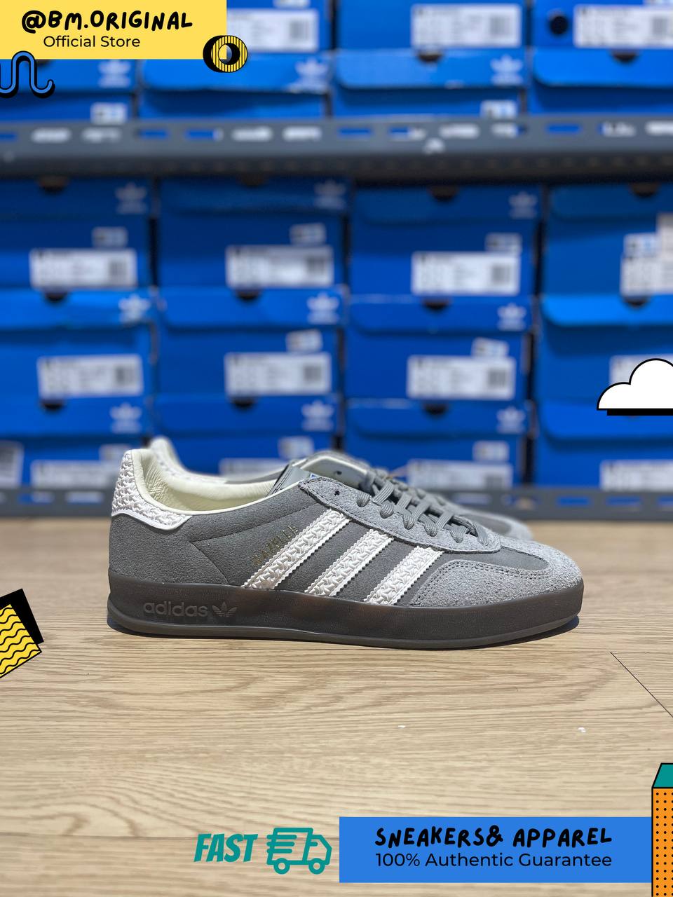 Adidas Gazelle Indoor Grey Wolf Cloud White Gum IF1807
