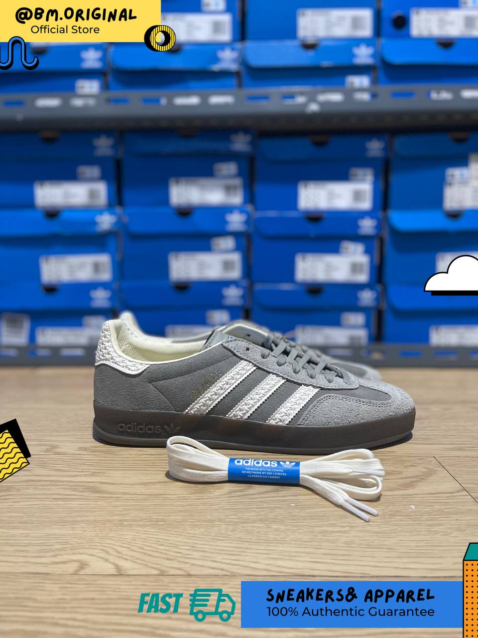 Adidas Gazelle Indoor Grey Wolf Cloud White Gum IF1807
