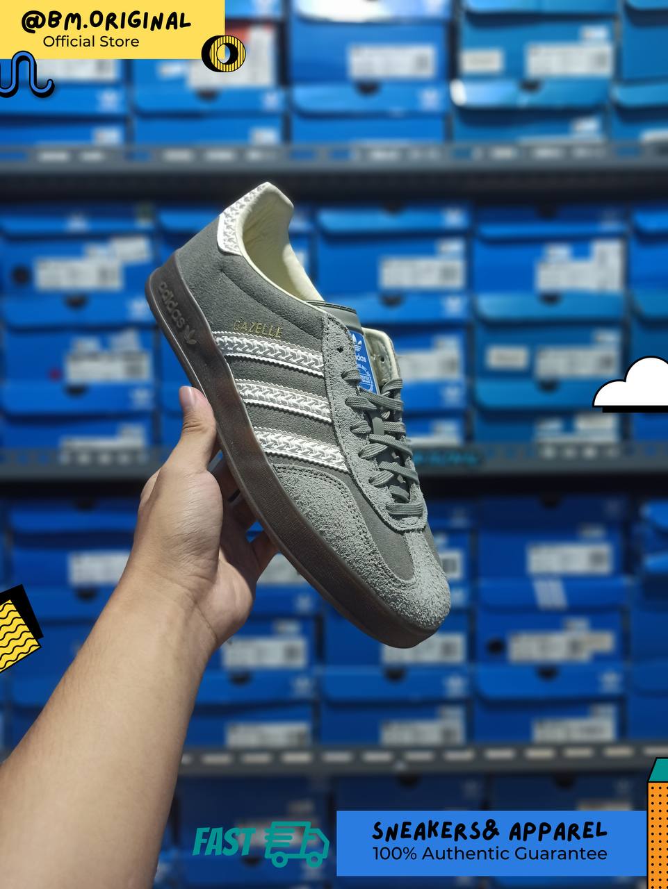 Adidas Gazelle Indoor Grey Wolf Cloud White Gum IF1807