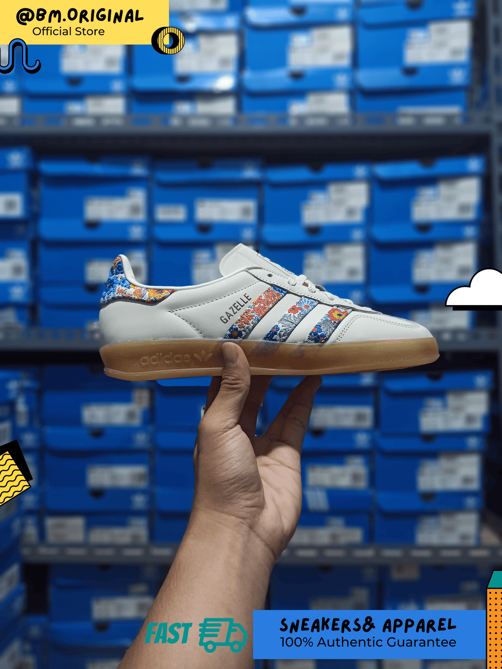 Adidas Gazelle Indoor Liberty London Off White Gold Metallic Gum JH7370